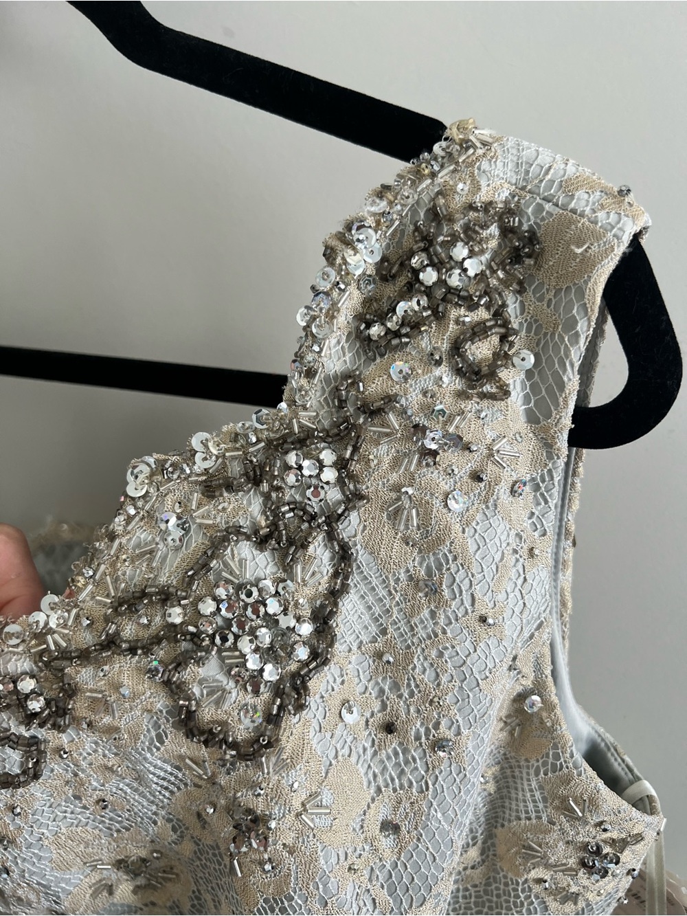 Vintage Mandalay One Shoulder Beaded Lace Cocktail Dress Neiman Marcus NWT 4 - Picture 8 of 11